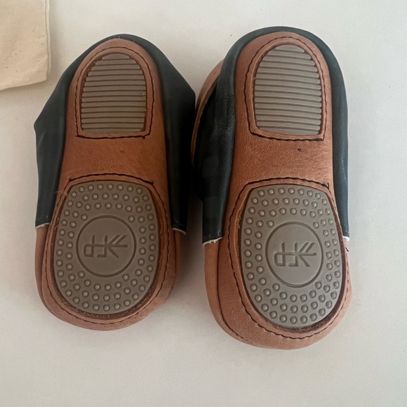 Freshly Picked Boys Oxfords Moccasins Plaid Brown Leather Laces Hard Sole 6 New - Picture 3 of 4